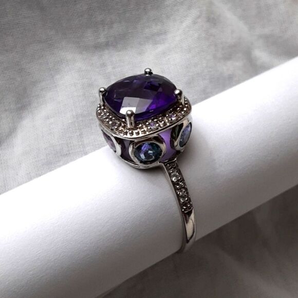 Jewelry - 925 Genuine African Amethyst,  Rhodoilte Garnet & Blue Topaz.